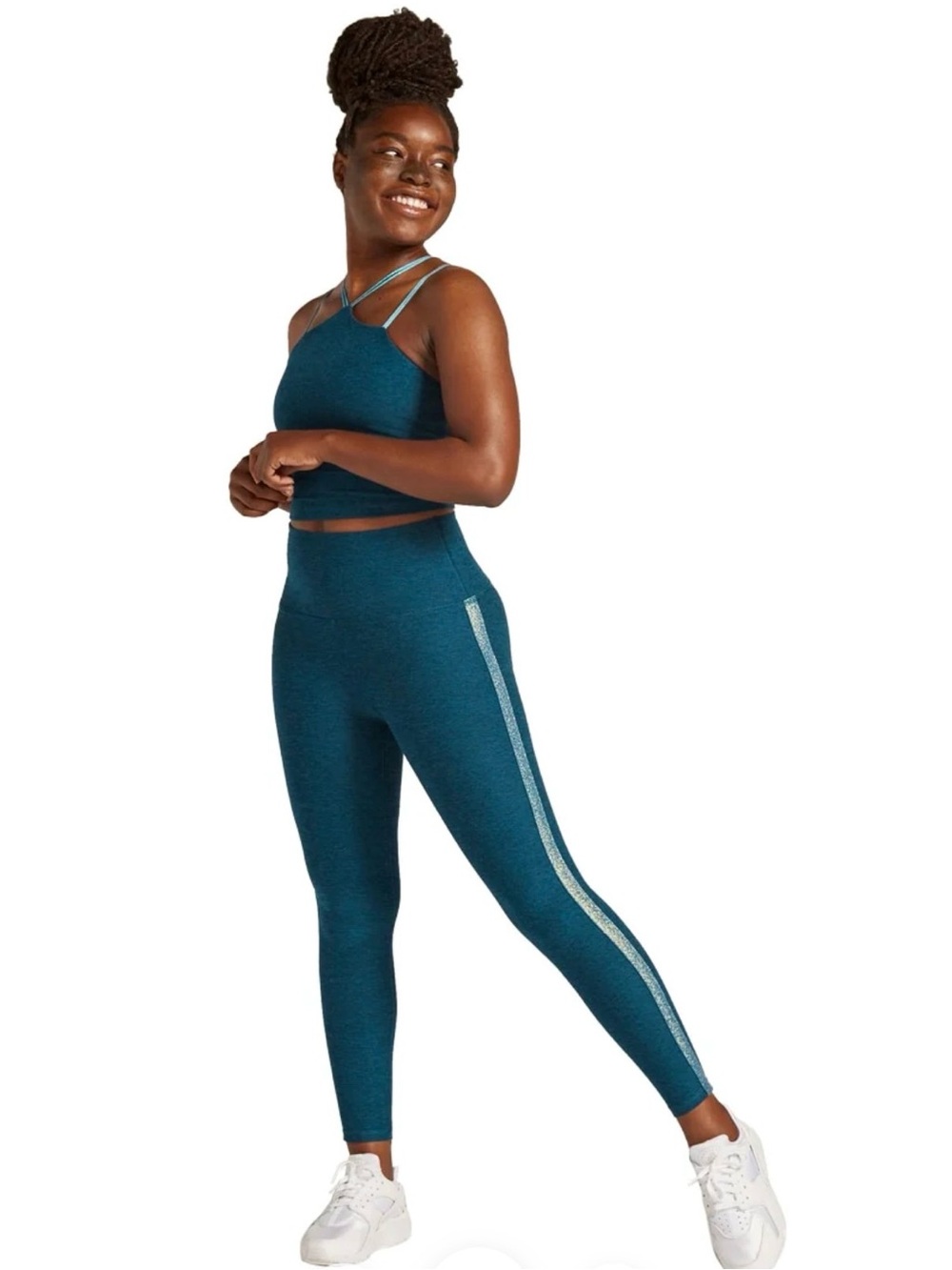 Beyond Yoga Spacedye Shine On High Waisted Midi Legging Blue Gem Heather - Large